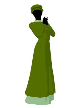 African american victorian woman art illustration silhouette on a white background