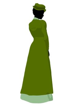 African american victorian woman art illustration silhouette on a white background