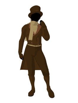 Victorian man art illustration silhouette on a white background