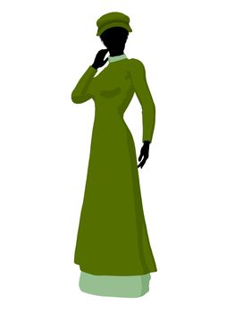 African american victorian woman art illustration silhouette on a white background