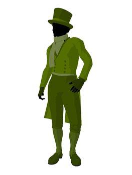 African american victorian man art illustration silhouette on a white background