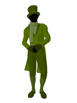 African american victorian man art illustration silhouette on a white background