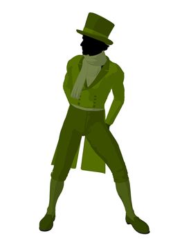 African american victorian man art illustration silhouette on a white background