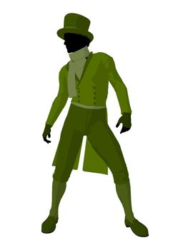 African american victorian man art illustration silhouette on a white background