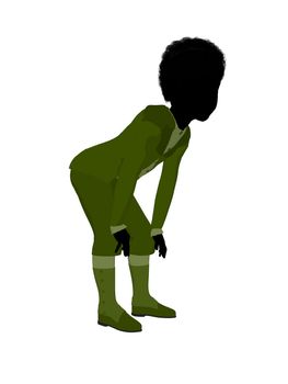 African american victorian boy silhouette on a white background