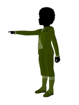 African american victorian boy silhouette on a white background