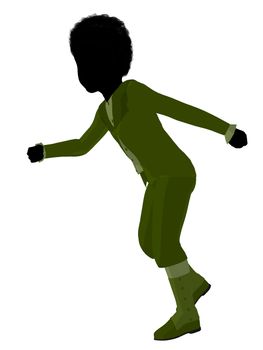 African american victorian boy silhouette on a white background