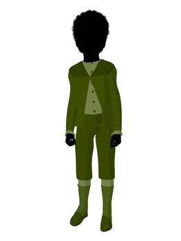 African american victorian boy silhouette on a white background