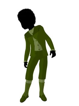 African american victorian boy silhouette on a white background