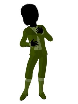 African american victorian boy silhouette on a white background