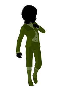 African american victorian boy silhouette on a white background