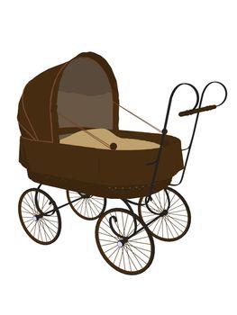 Baby carriage on a white background