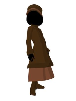 Victorian girl silhouette on a white background