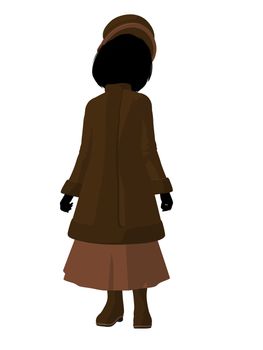 Victorian girl silhouette on a white background