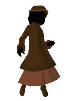 Victorian girl silhouette on a white background