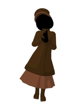 Victorian girl silhouette on a white background