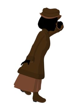 Victorian girl silhouette on a white background