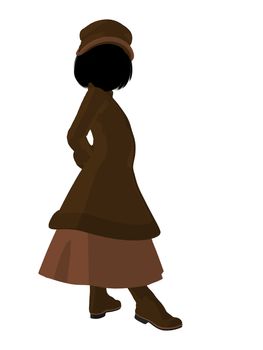 Victorian girl silhouette on a white background