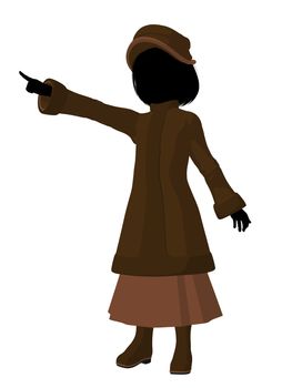 Victorian girl silhouette on a white background