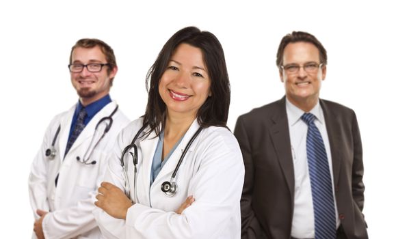 Group of Doctors or Nurses Isolated on a White Background.