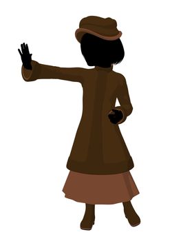 Victorian girl silhouette on a white background