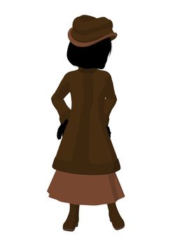 Victorian girl silhouette on a white background