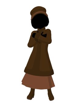 Victorian girl silhouette on a white background