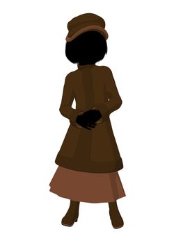 Victorian girl silhouette on a white background