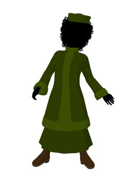 African american victorian girl art illustration silhouette on a white background