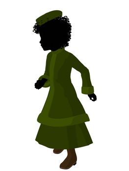 African american victorian girl art illustration silhouette on a white background