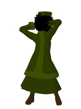 African american victorian girl art illustration silhouette on a white background