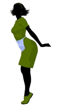 Female waitress silhouette on a white background