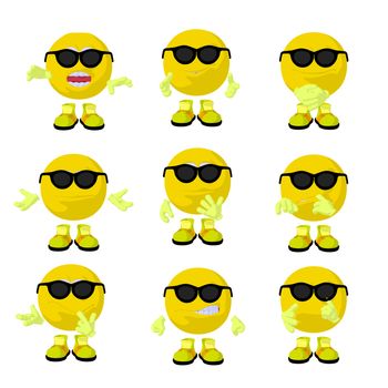 Cute yellow emoticon art illustration on a white background