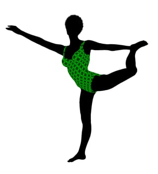 Female african American yoga art illustration silhouette on a white background