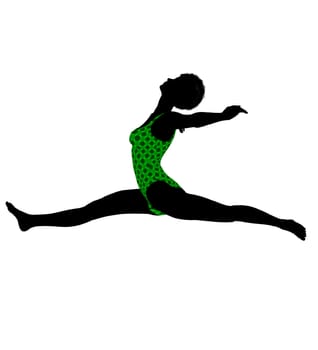 Female african American yoga art illustration silhouette on a white background