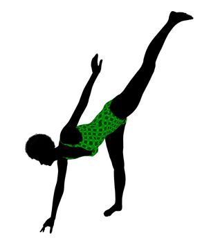 Female african American yoga art illustration silhouette on a white background