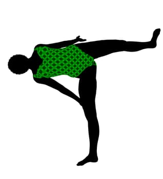 Female african American yoga art illustration silhouette on a white background