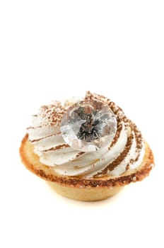 cupcake and jewel stone on a white background