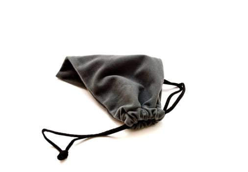 Gray gift sac against the white background ,