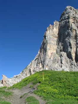 Mountains, rocks; a relief; a landscape; a hill; a panorama; Caucasus; top; a slope; clouds; the sky; a landscape