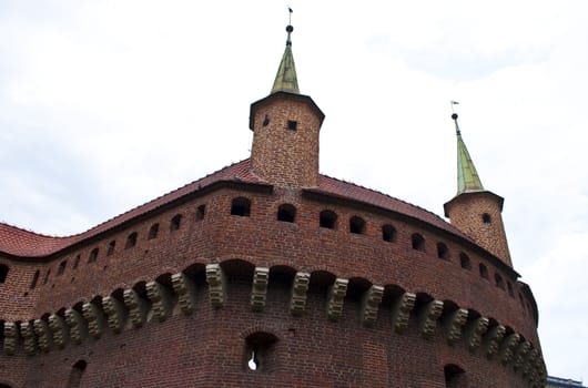 Barbican, medieval fortification in the City of Krakow, Poland.