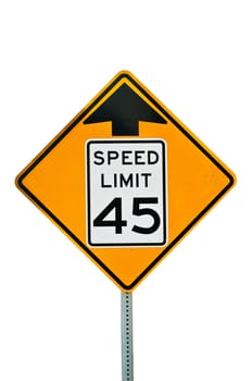 Road sign used in the USA, 45 MPH speed limit.