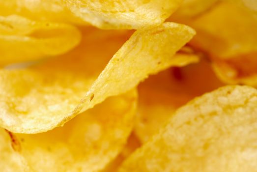 Close up take of fried potato crisps