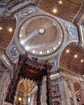 Architecture of ancient catholic Cathedral in Vatican. Italy