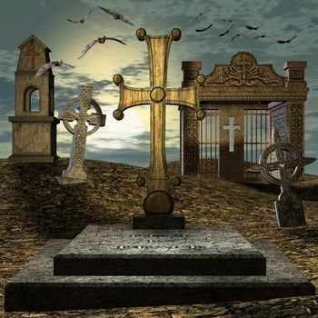 3d render of a graveyard