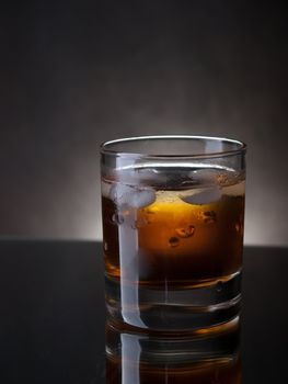 Glass of whiskey on the rocks