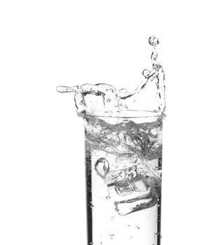 Closeup of a glass of water with a splash crown
