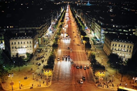 Champs-Elysees avenue at night