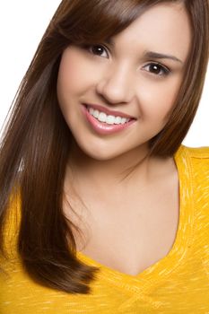 Beautiful young hispanic girl smiling