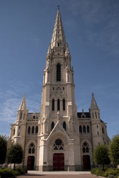 Trees and cathedral under blue sky